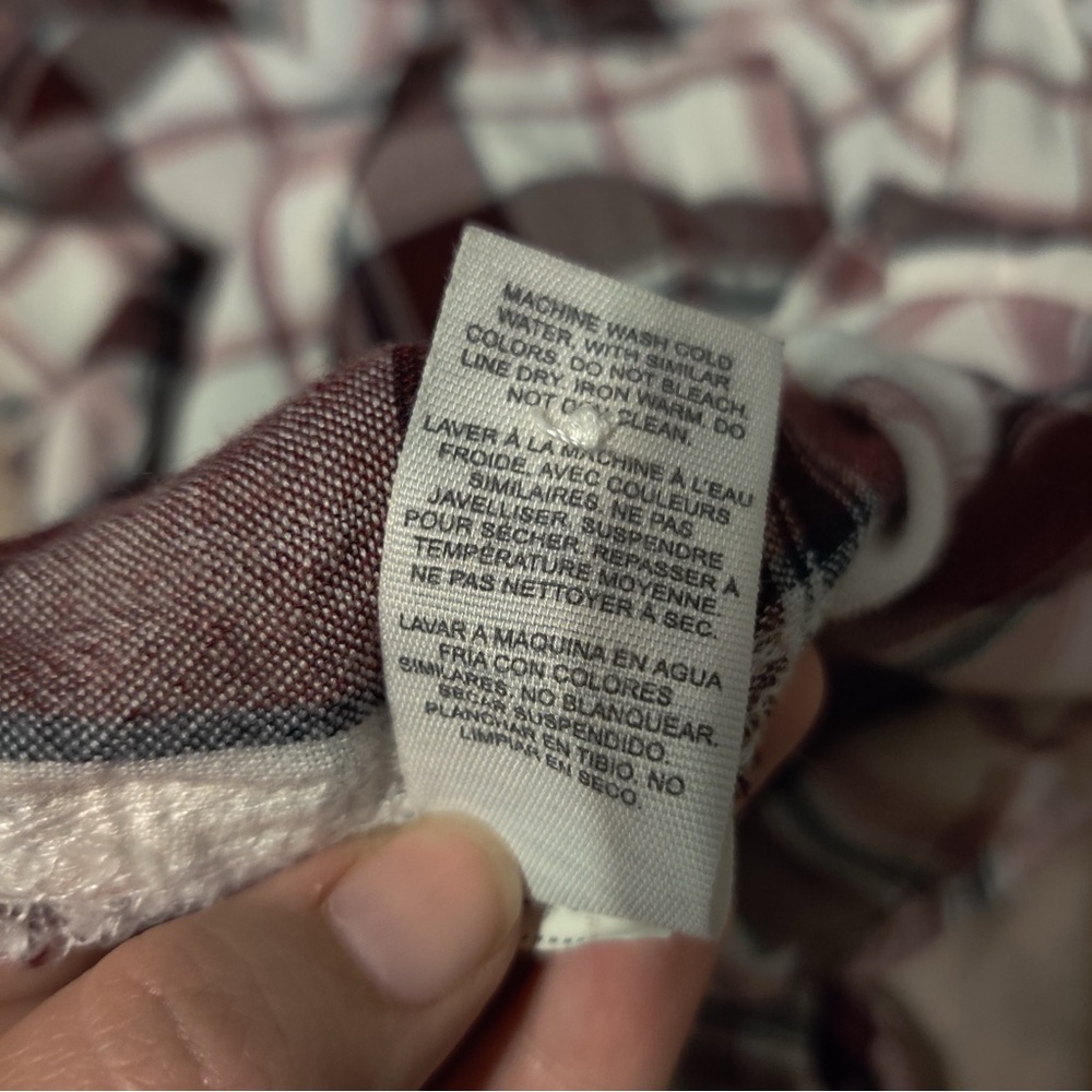 Garage Burgundy and White Plaid Button Front Shirt - Picture 4 of 5